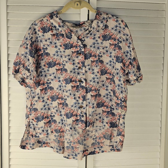 Toad & Co Womens Pink Hillrose Tee Short Sleeve Button‎ Down Shirt Blouse XS - Picture 1 of 7